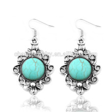 Latest Fashion Retro Hollow Turquoise Beautiful Geometric Earrings Design For Women SSEH042